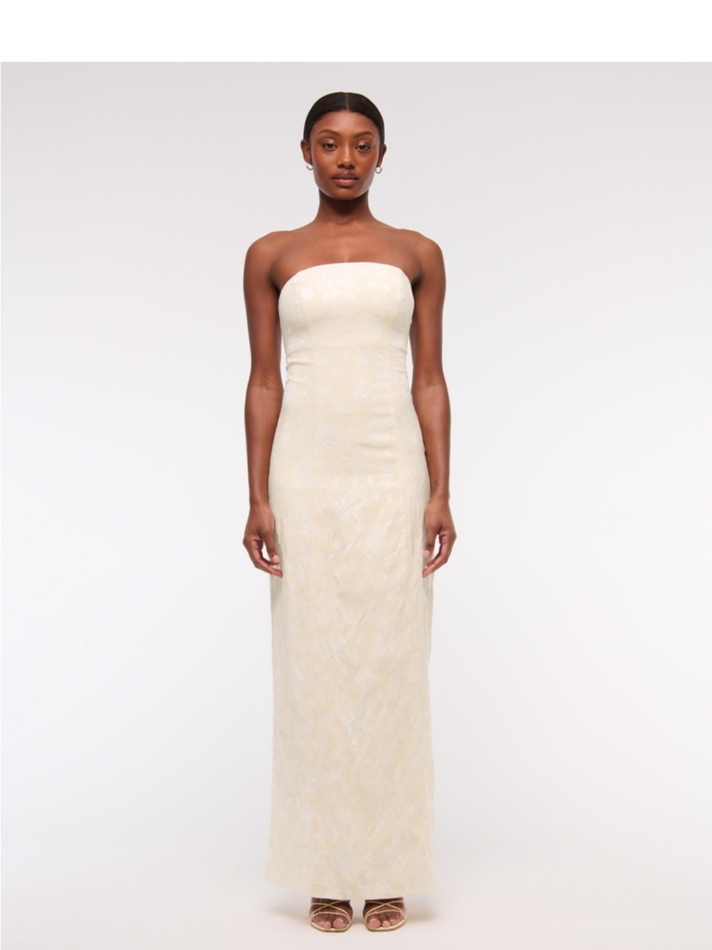 Abercrombie & Fitch Strapless Floral Textured Maxi Dress